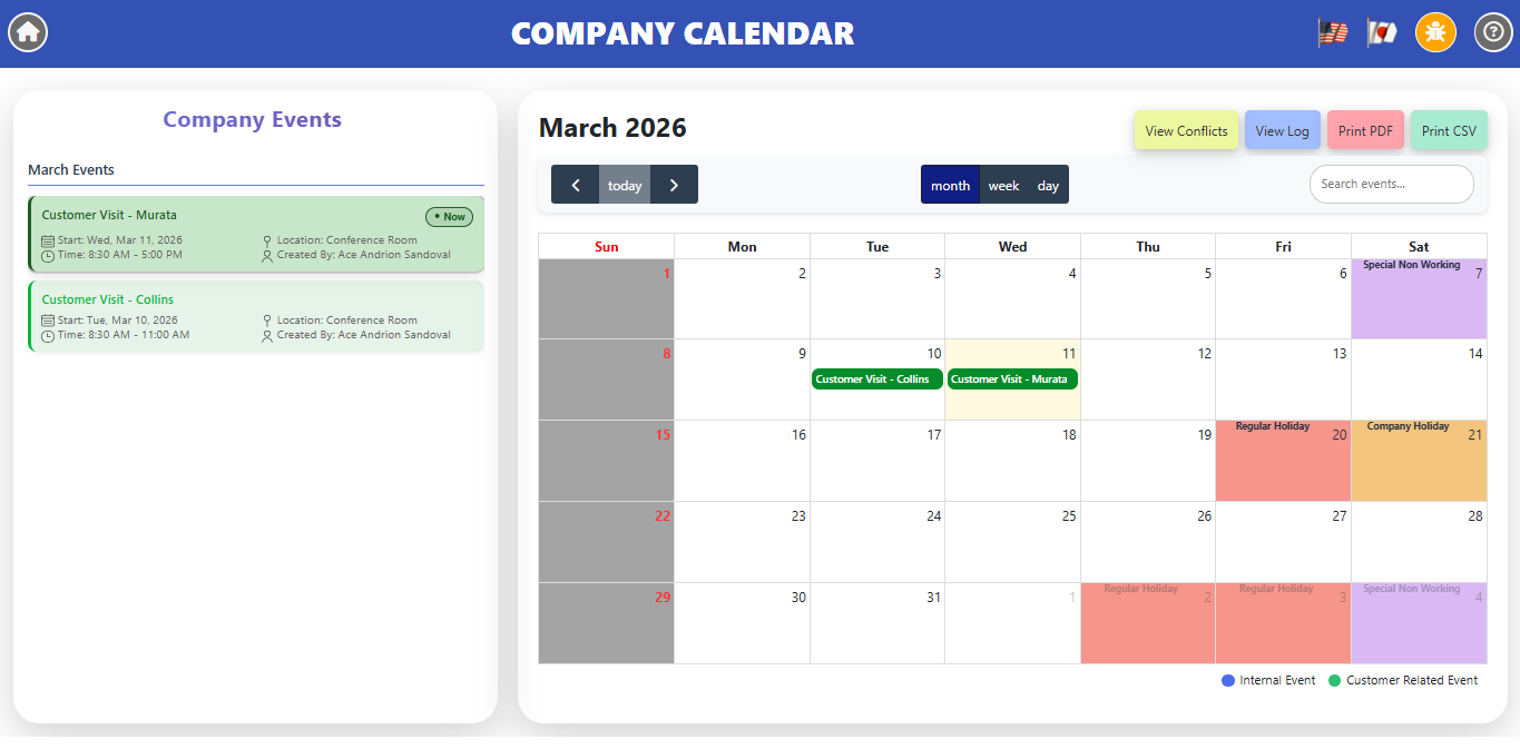 Calendar — View 1